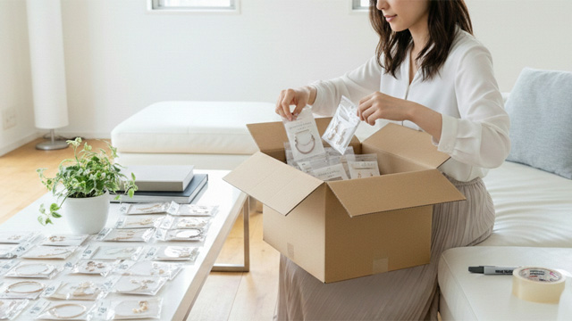 委託販売の準備する女性