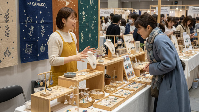 ハンドメイドイベントで接客中のイメージ