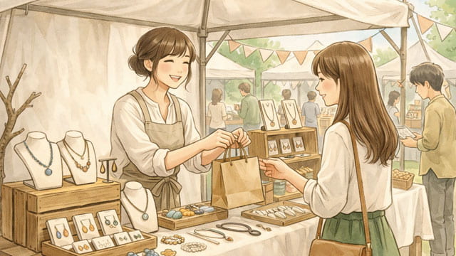 マルシェで販売する女性