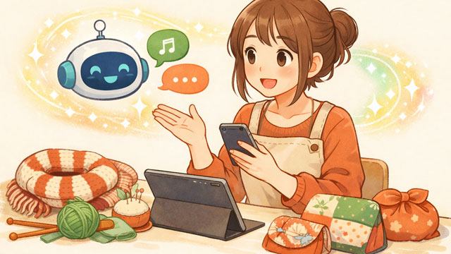 AIとの会話を楽しむ女性