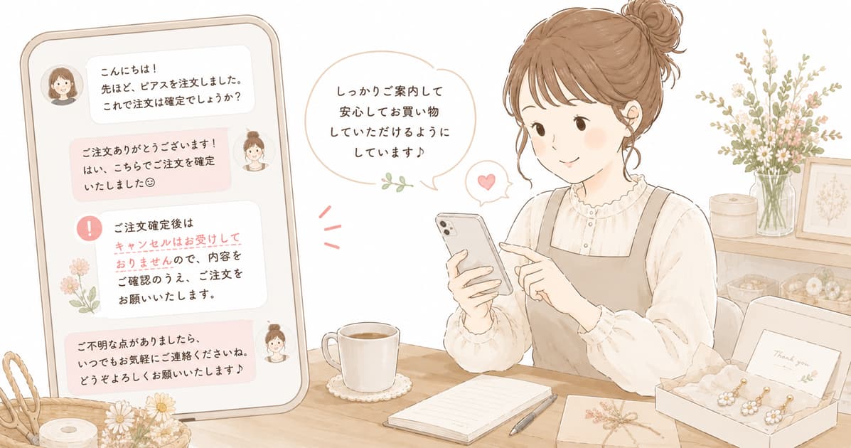オーダーメイドのキャンセルポリシーを伝えるハンドメイド作家