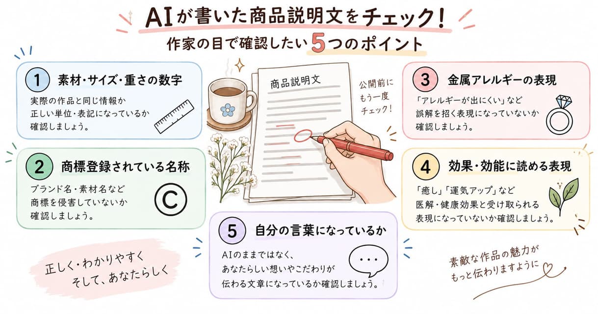 AIが書いた商品説明文で作家が必ず確認したい5つのポイント